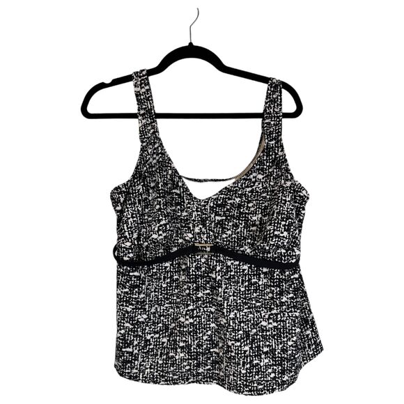 Maxine Black White Pattern Belted Tankini Bikini Top Size 20w - NO BOTTOMS - Picture 1 of 5
